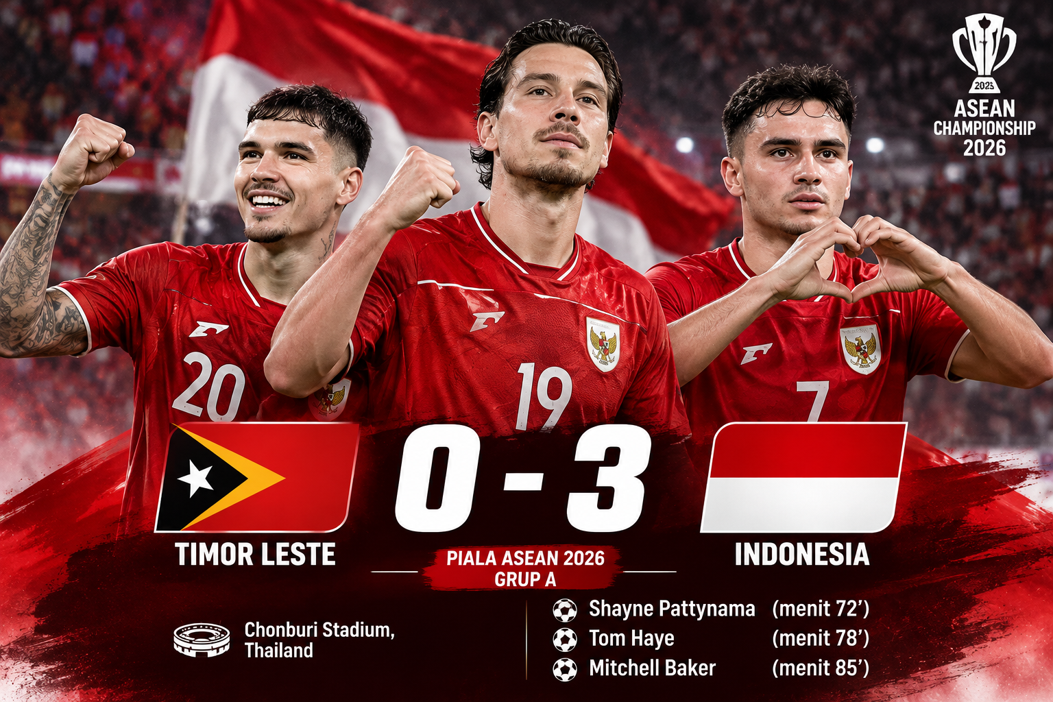 Indonesia Taklukkan Timor Leste 3-0 di Piala ASEAN 2026, Garuda Kukuh di Puncak Grup A