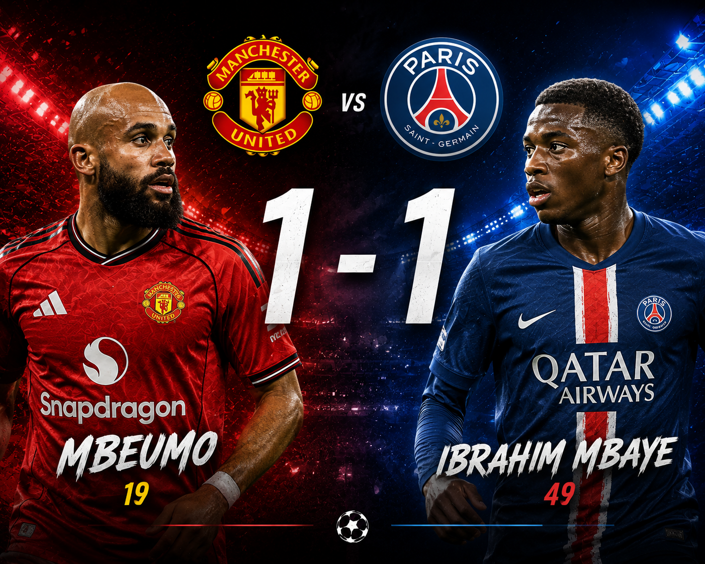 Manchester United Imbangi PSG 1-1, Bryan Mbeumo Selamatkan Setan Merah di Laga Uji Coba