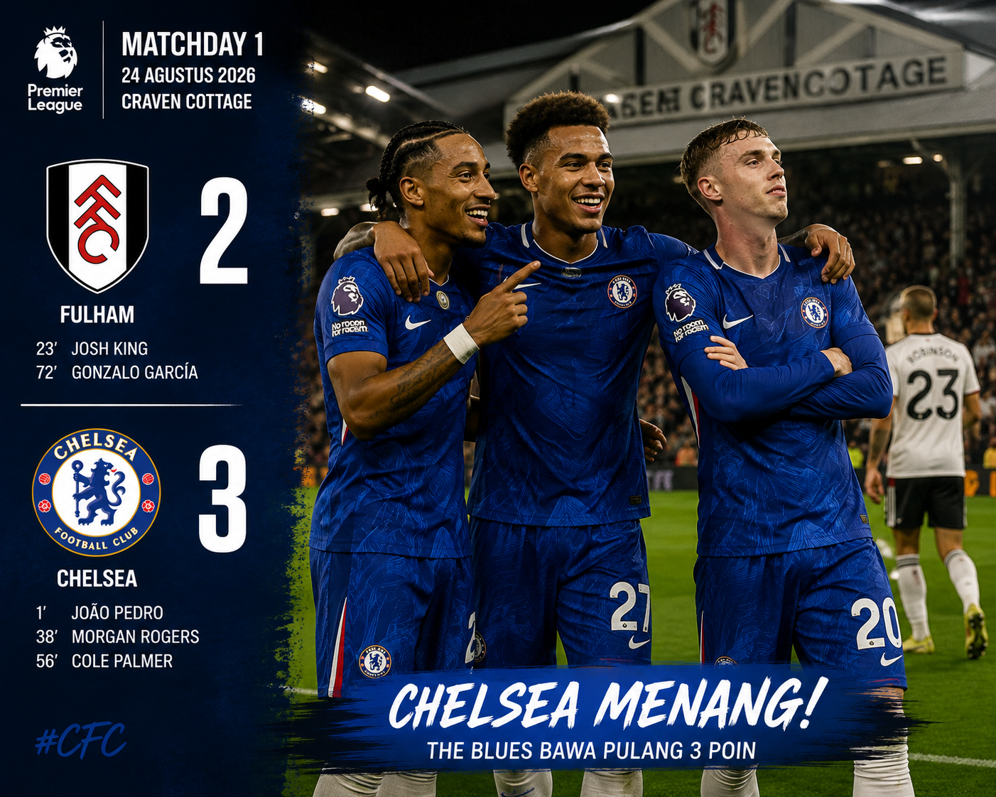 Chelsea Buka Era Xabi Alonso dengan Kemenangan 3-2 atas Fulham