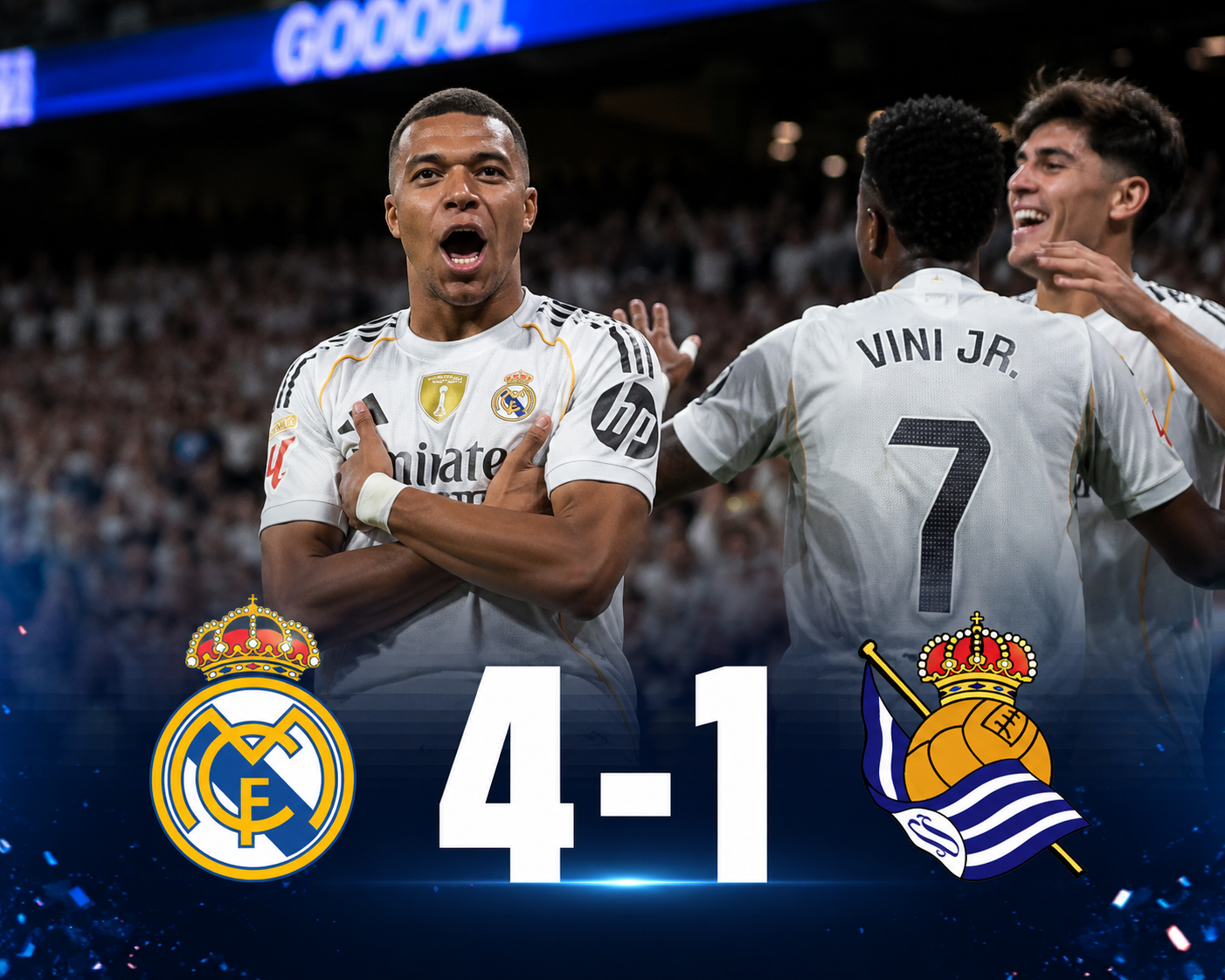 Mbappé Mengamuk di Bernabéu! Hat-trick Bawa Real Madrid Hancurkan Real Sociedad 4-1