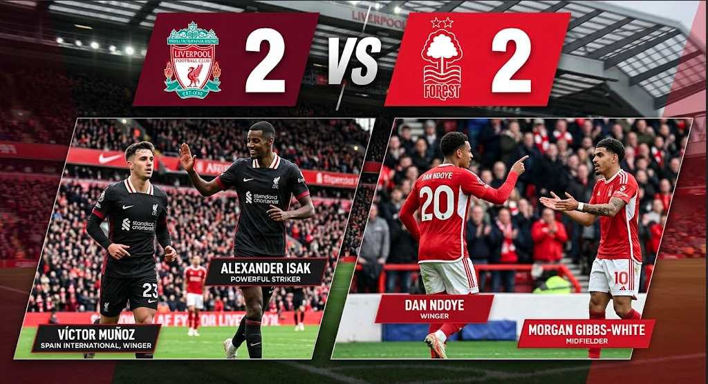 Dua Kali Tertinggal, Liverpool Hanya Mampu Imbang 2-2 Lawan Nottingham Forest